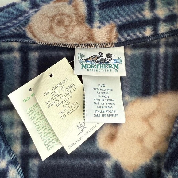 Vintage 90s Northern Reflections Blue Teddy Bear Fleece Jacket - Picture 4 of 7